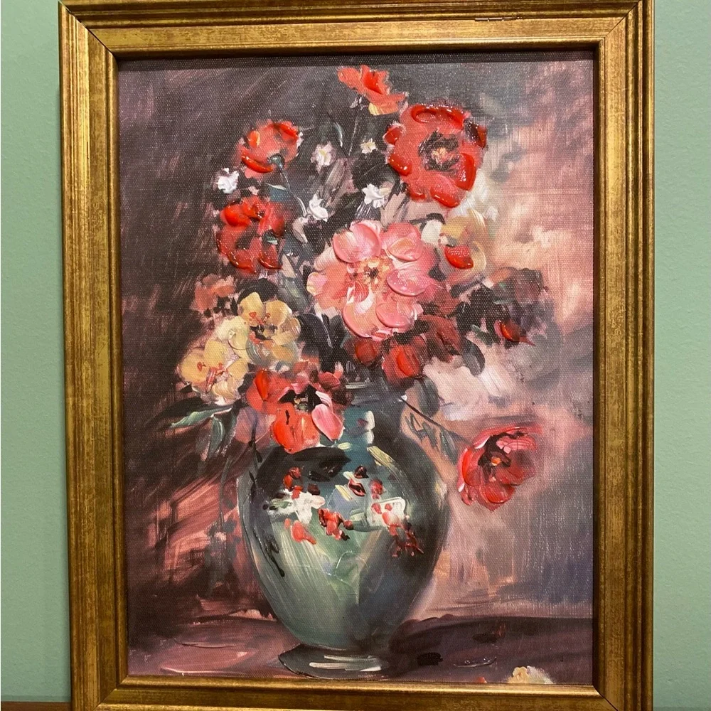 🖼HP🖼Floral Art Print in Gold Frame - Picture 3 of 6